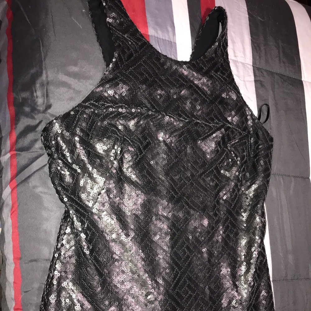 Black sequin sleeveless dress